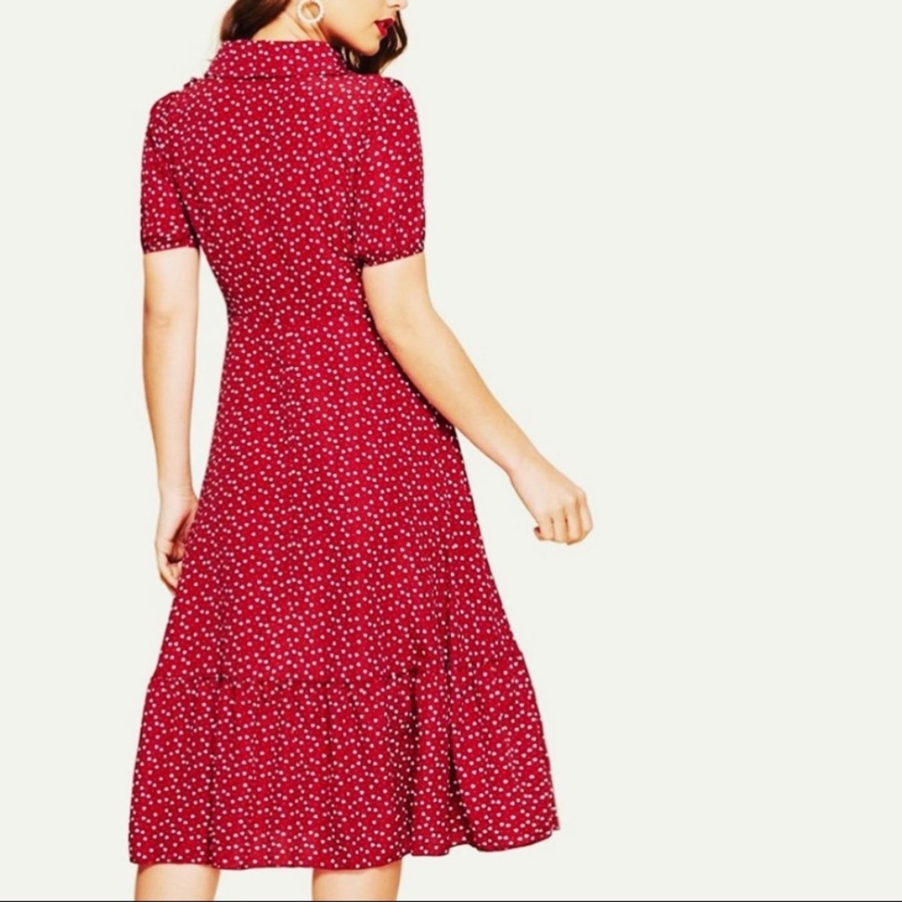 Shein burgundy white heart print dress L - Picture 2 of 14